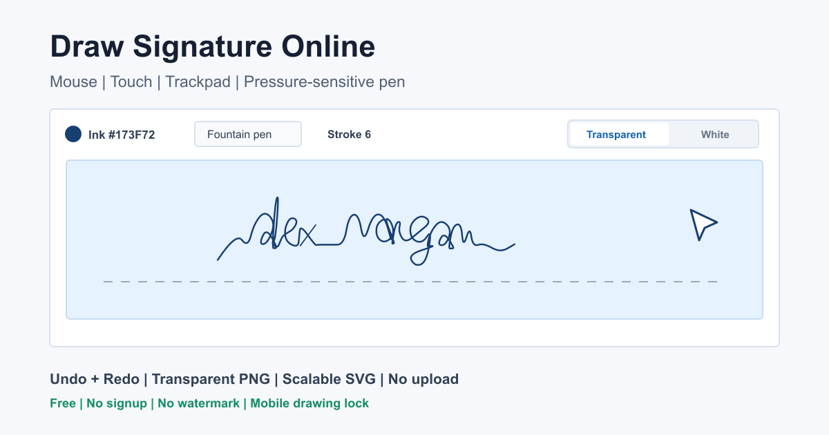 Alex Morgan handwritten signature drawn on an online signature pad with transparent PNG and SVG export options